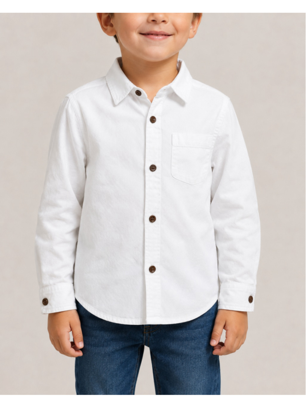 Cat & Jack Boys White Button-Up Shirt Size 4T 100% Cotton Long Sleeve Dress Shir